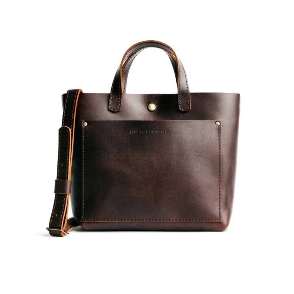 Portland leather goods mini crossbody grizzly